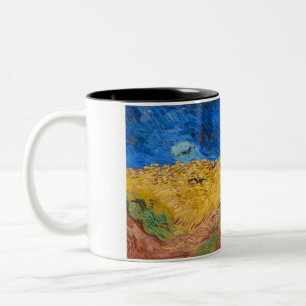 Taza Bicolor Wheatfield con cuervos por Vincent van Gogh