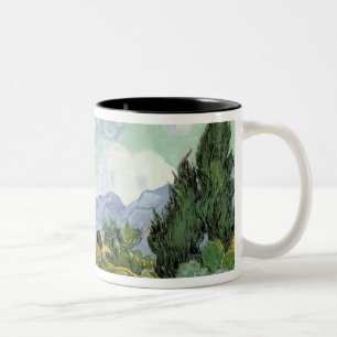 Taza Bicolor Wheatfield con los cipreses, 1889 de Vincent van