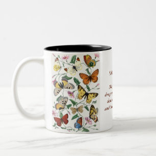 Taza Bicolor Whimsical Butterfly Morning Glory Botanical Cita