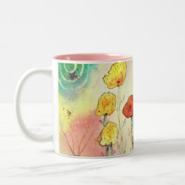 Taza Bicolor Whimsical Dandelion Coffee Mug