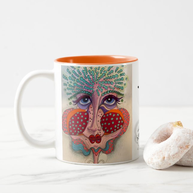 Taza Bicolor Whimsical Face Mug (Con donut)