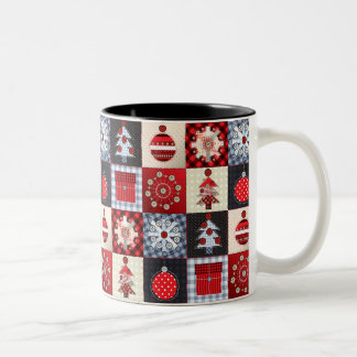 Taza Bicolor Whimsical Gingham Navidades Patchwork Qui