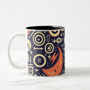 Taza Bicolor Whimsical Night Sky - Diseño de patrones coloridos