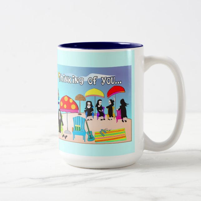 Taza Bicolor Whimsical Nun Art Gifts & Cards (Derecha)