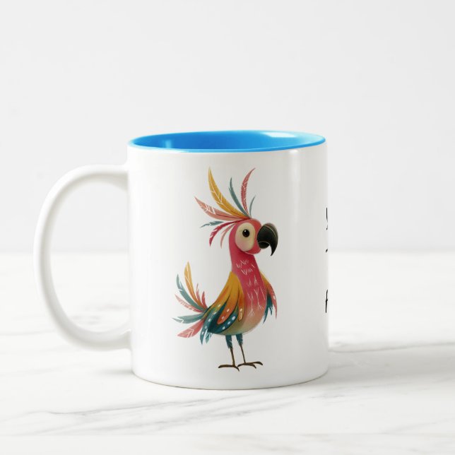 Taza Bicolor Whimsical Parrot – Bright, Colourful Feathers  (Izquierda)