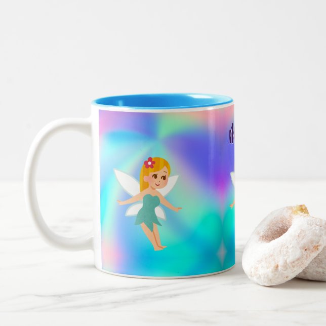 Taza Bicolor Whimsical Princess Fairy Birthday (Con donut)
