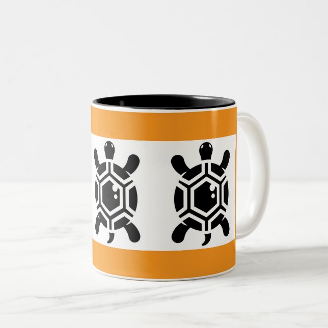 Taza Bicolor Whimsical Turtle Art Coffee Cup (Anverso derecho)