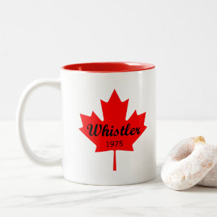 Taza Bicolor Whistler Canada 1975 Color de la hoja de arce rojo