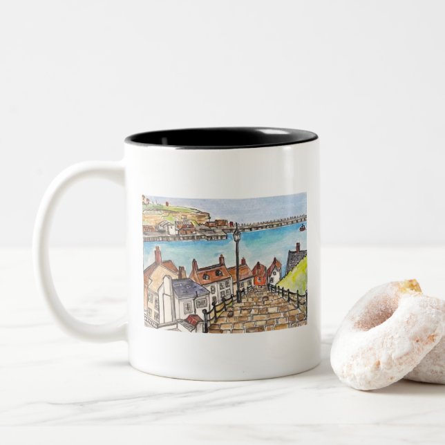 Taza Bicolor Whitby, Inglaterra (Con donut)