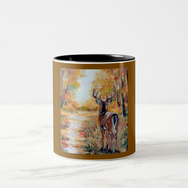 Taza Bicolor Whitetail Deer Fall Mugs & Cups (Centro)