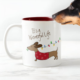Taza Bicolor Wienered Life Dachshund Navidades Mug