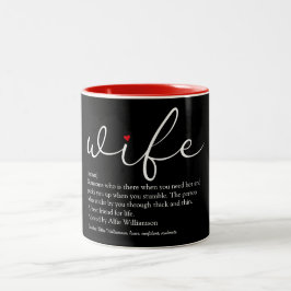 Taza Bicolor Wife Definition Modern Script Red Love Heart