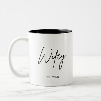 Taza Bicolor Wifey Coffee Mug, Personalizado Wifey Coffee Mug