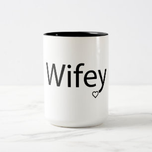 Taza Bicolor Wifey - Mug de dos tonos de negro de 15 onzas