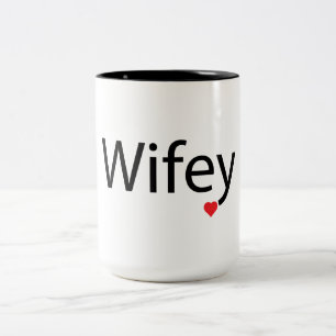 Taza Bicolor Wifey - Mug de dos tonos de negro de 15 onzas