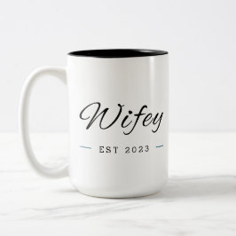Taza Bicolor "Wifey" Pareja Mug | Aniversario | esposa Boda