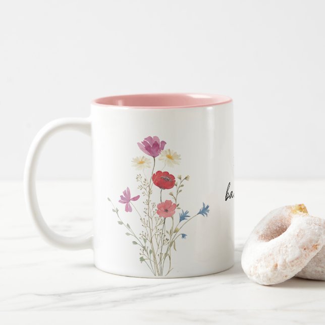 Taza Bicolor Wildflower Baby Shower Coffee Mug (Con donut)