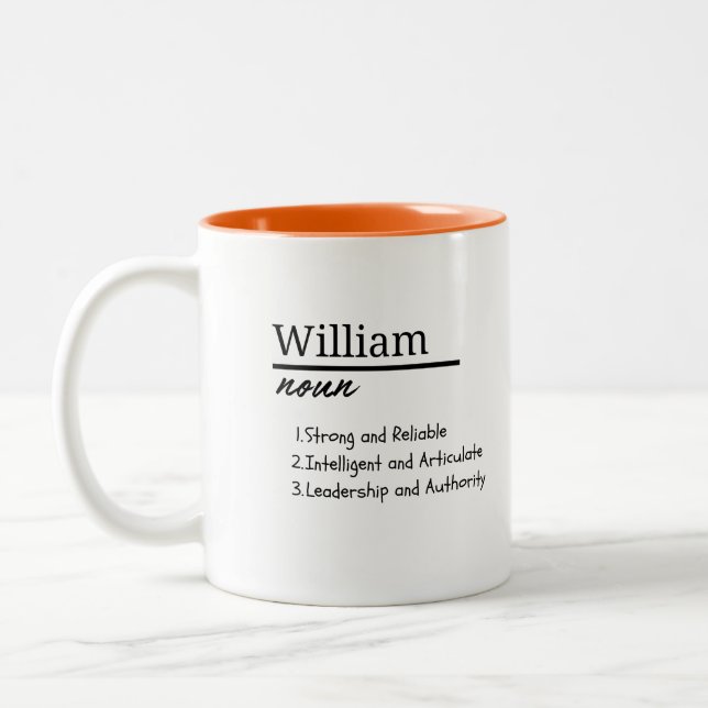 Taza Bicolor William, definición de nombre personalizado de niñ (Izquierda)