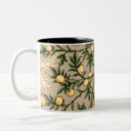 Taza Bicolor William Morris Floral Fruta Jardín Flor Clásico