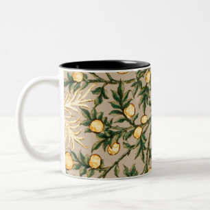 Taza Bicolor William Morris Floral Fruta Jardín Flor Clásico