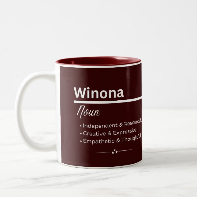 Taza Bicolor Winona Personalized Name Coffee Mug (Izquierda)