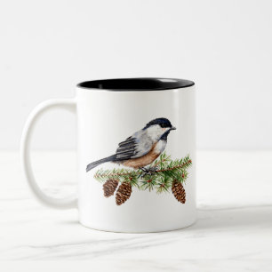 Taza Bicolor Winter Chickadee