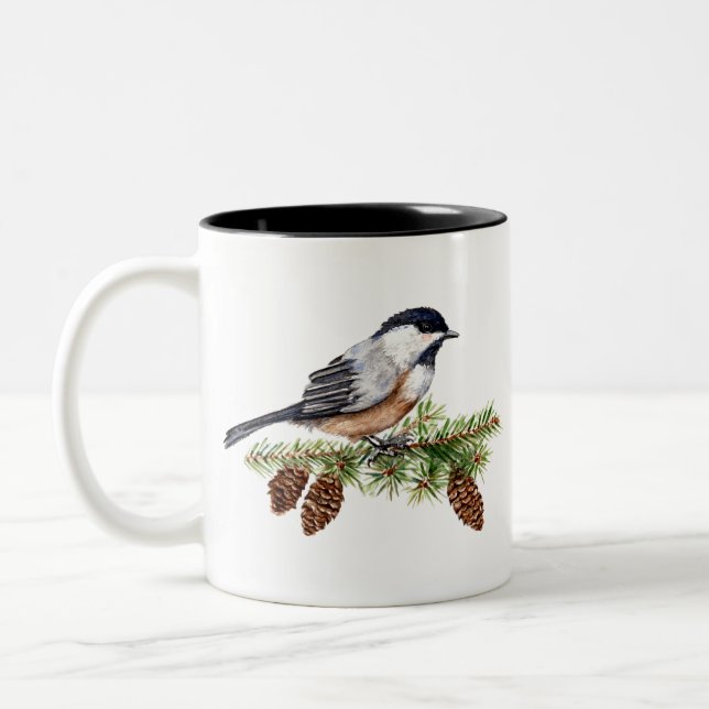 Taza Bicolor Winter Chickadee (Izquierda)