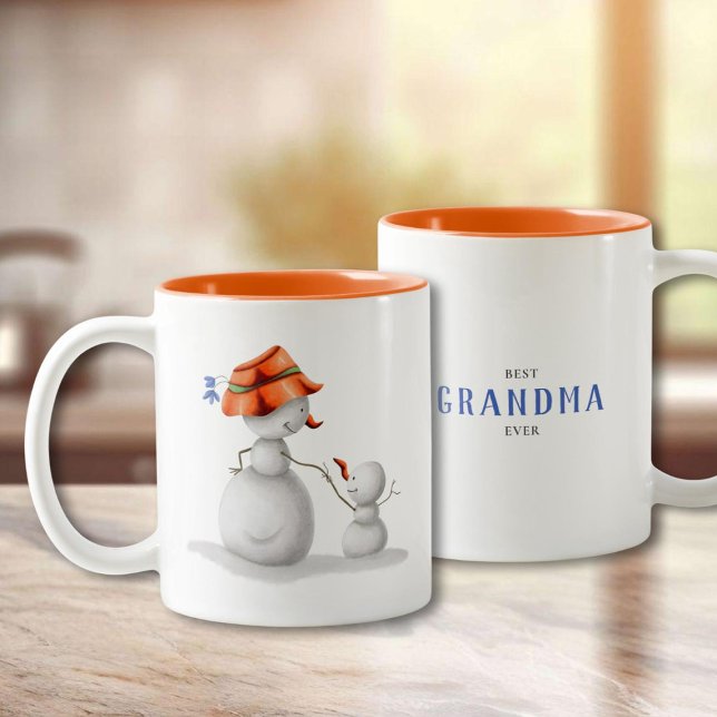 Taza Bicolor Winter Snowman Best Grandma Ever (Subido por el creador)