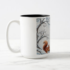 Taza Bicolor Winter Whispers and Squirrel Dreams