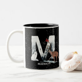 Taza Bicolor Winter Wonderland Alphabet M Monograma | Lobo de n