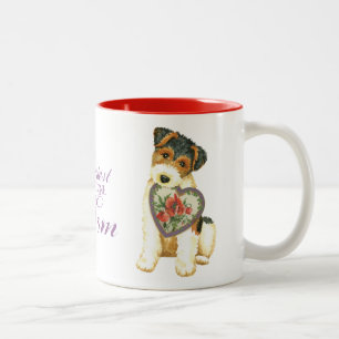 Taza Bicolor Wire Fox Terrier Heart Mom