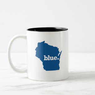 TAZA BICOLOR WISCONSIN ESTADO AZUL