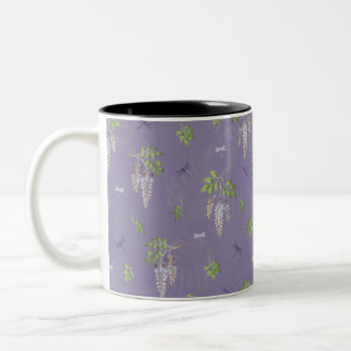 Taza Bicolor Wisteria, Fern, & Dragonflies