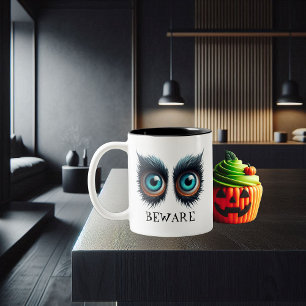Taza Bicolor Wolf Monster Eyes - BEWARE Mug