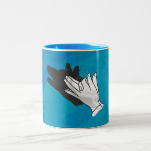 Taza Bicolor Wolf On Blue