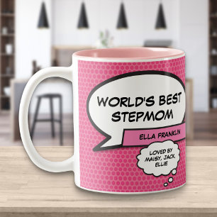 Taza Bicolor Worlds Mejor Madre Bonus Mamá Diversión Rosa