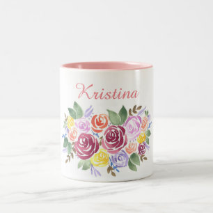 Taza Bicolor Wreath rosa de color de agua