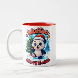 Taza Bicolor Wuffoo Poppi Feliz Navidad Kawaii 3D Fiesta 