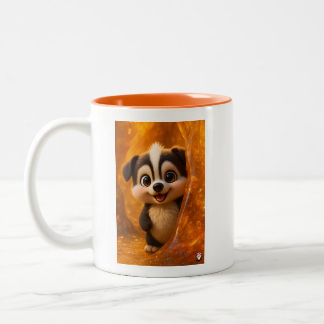 Taza Bicolor Wuffoo Surffie Cute Kawaii Puppy Amber (Izquierda)