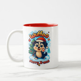 Taza Bicolor Wuffoo Surffie Feliz Navidad Kawaii 3D Fiesta