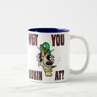 Taza Bicolor ¿WUT USTED LOOKIN EN?  Hotrods de la mascota de