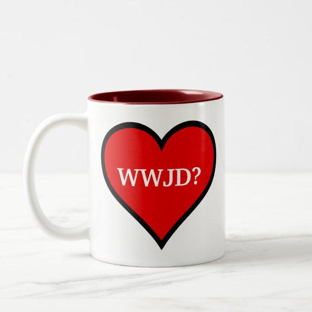 Taza Bicolor WWJD Heart (Izquierda)