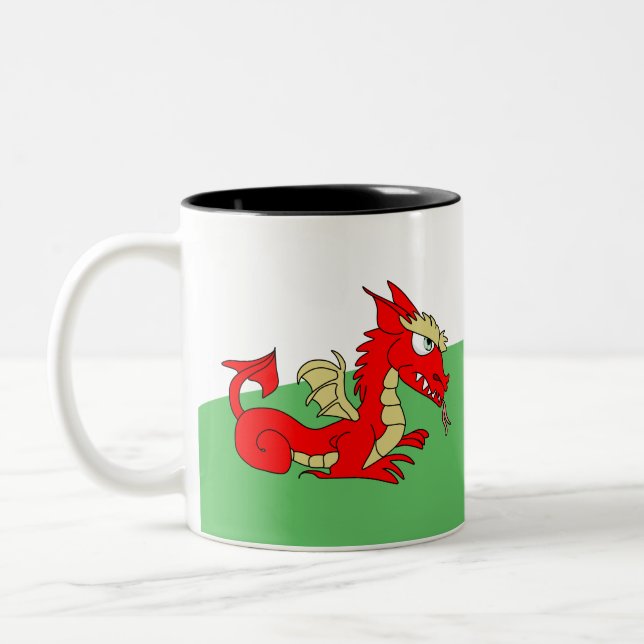 Taza Bicolor Wyvern rojo mítico (Izquierda)