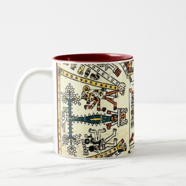 Taza Bicolor Xiuhtecuhtli Aztec Death God (Izquierda)
