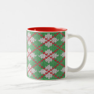 Taza Bicolor XMAS ARGYLE KNIT Mug de dos tonos rojos