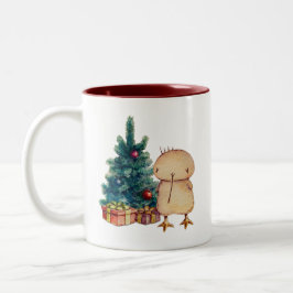 Taza Bicolor Xmas Kwii el lindo kiwi pájaro