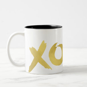 Taza Bicolor XOXO Gold Moderno Falso Brillo de Lámina Glam Chic