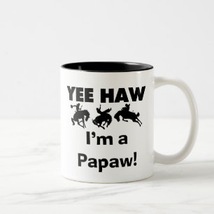 Taza Bicolor Yee Haw, soy camisetas y regalos de Papaw