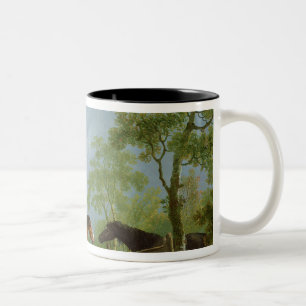 Taza Bicolor Yegua y semental en un paisaje