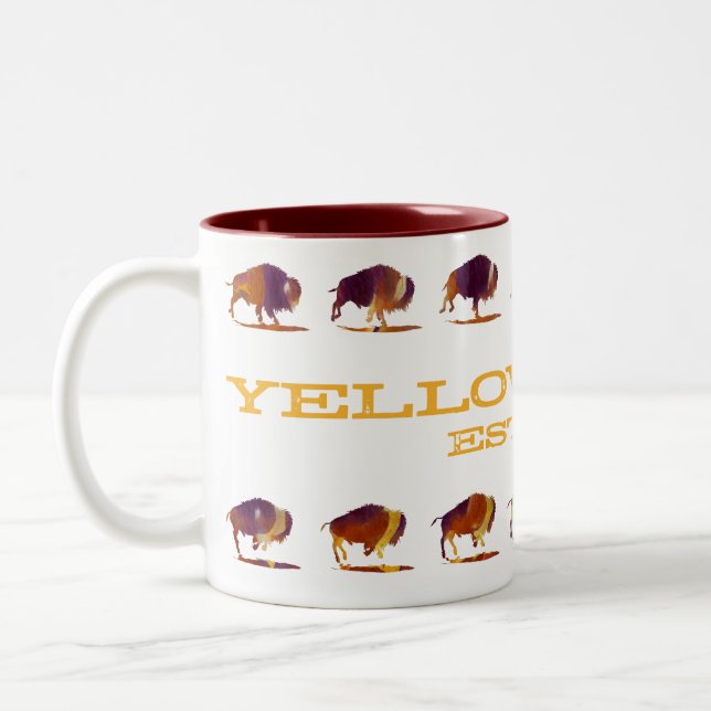 Taza Bicolor Yellowstone Bison Running (Izquierda)